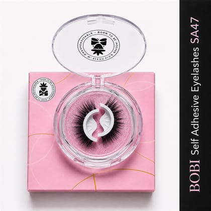 BOBI Self Adhesive Eyelashes SA47 Fox Lash Style – Outer Edge Lift | Bold Curved Look | No Glue | Reusable | Easy Stick-On Finish