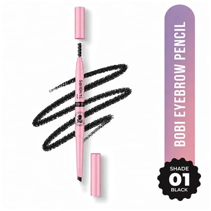 BOBI Eyebrow Pencil Black | Waterproof Smudgeproof Finish | Built-In Spoolie Brush | Long Lasting Smooth Texture | Paraben-Free Cruelty-Free | Precision Brow Definer-5 gm