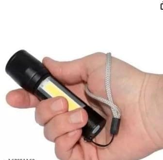 Writing Rechargeable LED Flashlight Torch with COB Side Light, USB Charging, Portable Mini Torch with Carrying Case