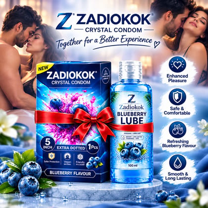 ZADIOKOK 5 Inch Extra Dotted Crystal Condom Reusable Condom with 100 ml Blueberry Lube Combo