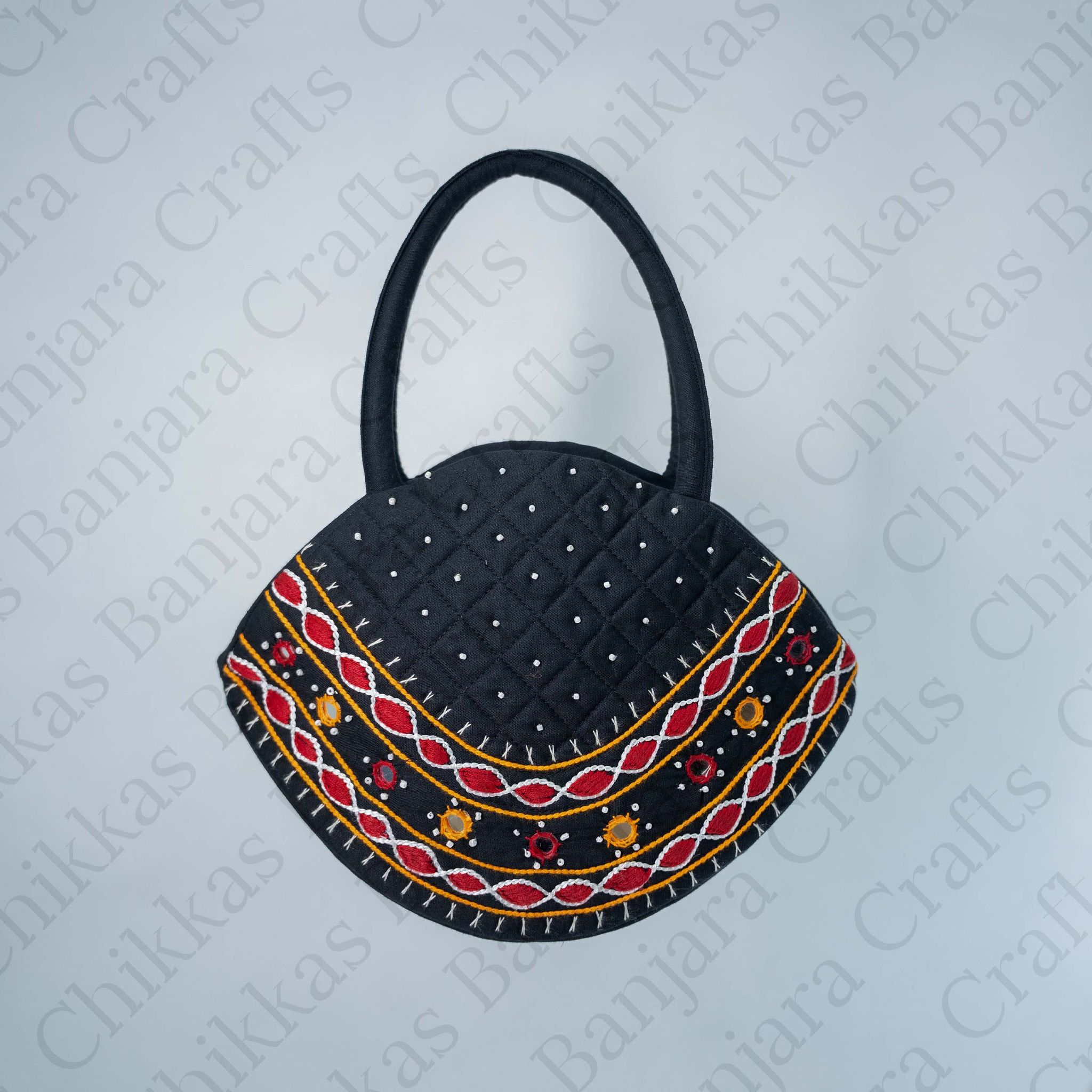 Fish Bag - FB || Chikkas Banjara Crafts™ || Handcrafted Cotton Bag with Real Mirrors and Elegant Thread Work