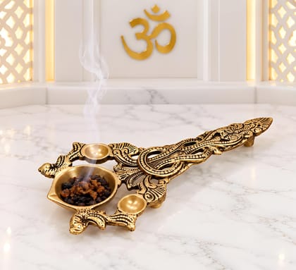 Heavy Duty Brass Kapoor Dani for Pooja | Traditional Brass Camphor Burner | Decorative Kapoor Holder for Home Temple, Aarti, Daily Puja & Religious Rituals
