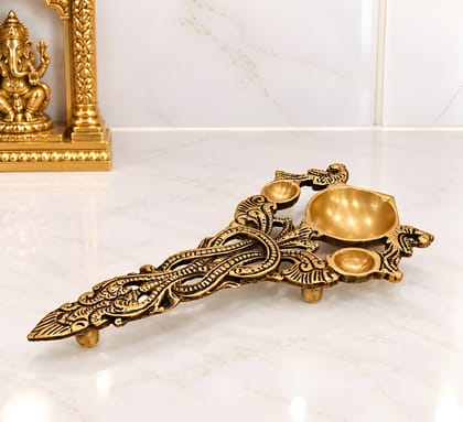 Heavy Duty Brass Kapoor Dani for Pooja | Traditional Brass Camphor Burner | Decorative Kapoor Holder for Home Temple, Aarti, Daily Puja & Religious Rituals