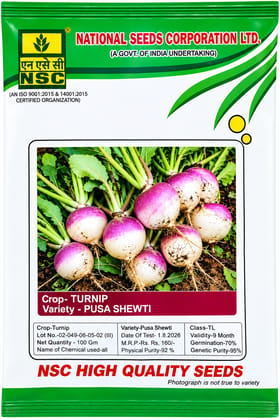 NSC PUSA SHEWTI TURNIP HIGH-QUALITY T/L SEEDS - 100 GMS POUCH