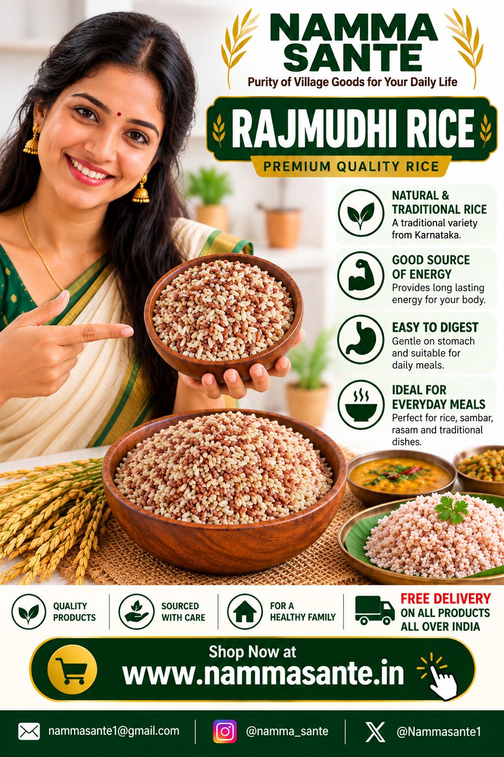Rajmudhi Rice, Rajmudi Rice, Rajamudi Rice, Traditional Red Rice, Heritage Rice 1kg