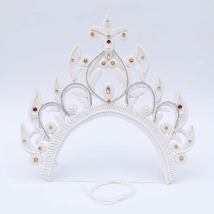 Handcrafted White Shola Crown Mukut for Laxmi/Durga Murti Handcrafted White Shola Crown Mukut for Laxmi/Durga Murti