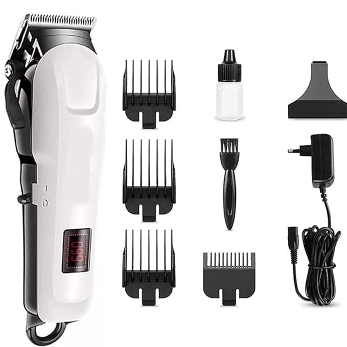 KM-809A Hair Clipper Cordless Trimmer for Men With Guide Combs, LED Display, Rechargeable Cutting Machine and Complete Grooming Accessories