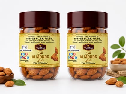 Fruitose Pure & Natural Whole Almonds in Jar 250gx2 Fruitose Pure & Natural Whole Almonds in Jar 250gx2
