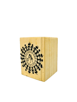 WARLI PAINTED PEN STAND SQUARE