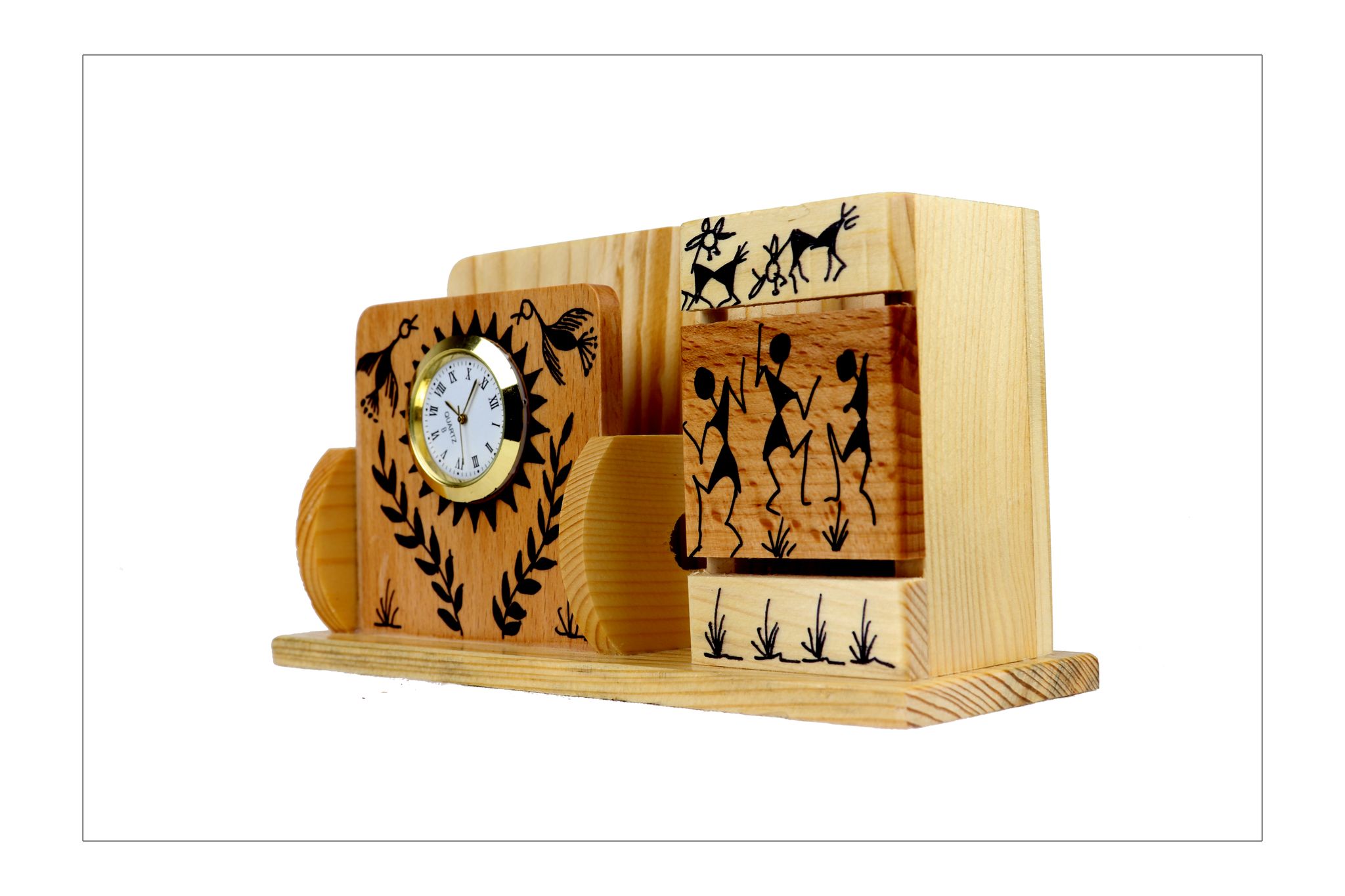 Wooden Mobile Stand with Watch