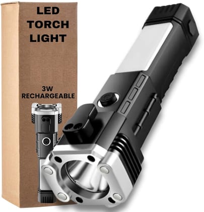 Rechargeable Hammer Torch with LED Front Light and COB Side Light