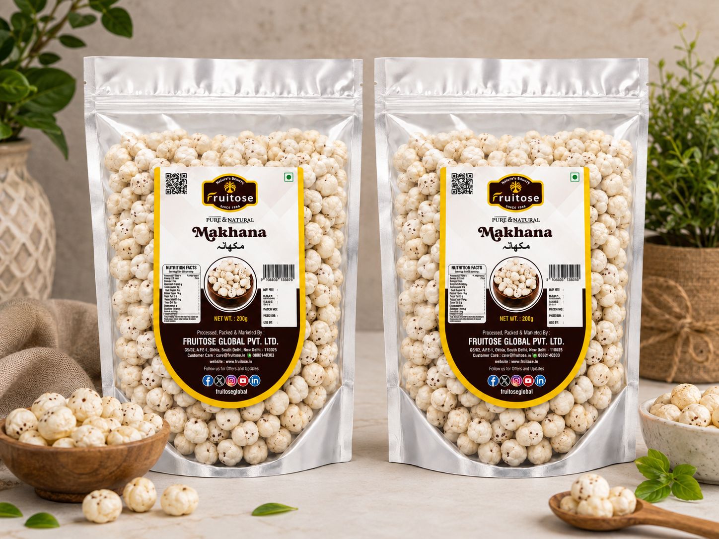 Premium Makhana (Fox Nuts) | Roasted & Healthy Snack | 200gx2