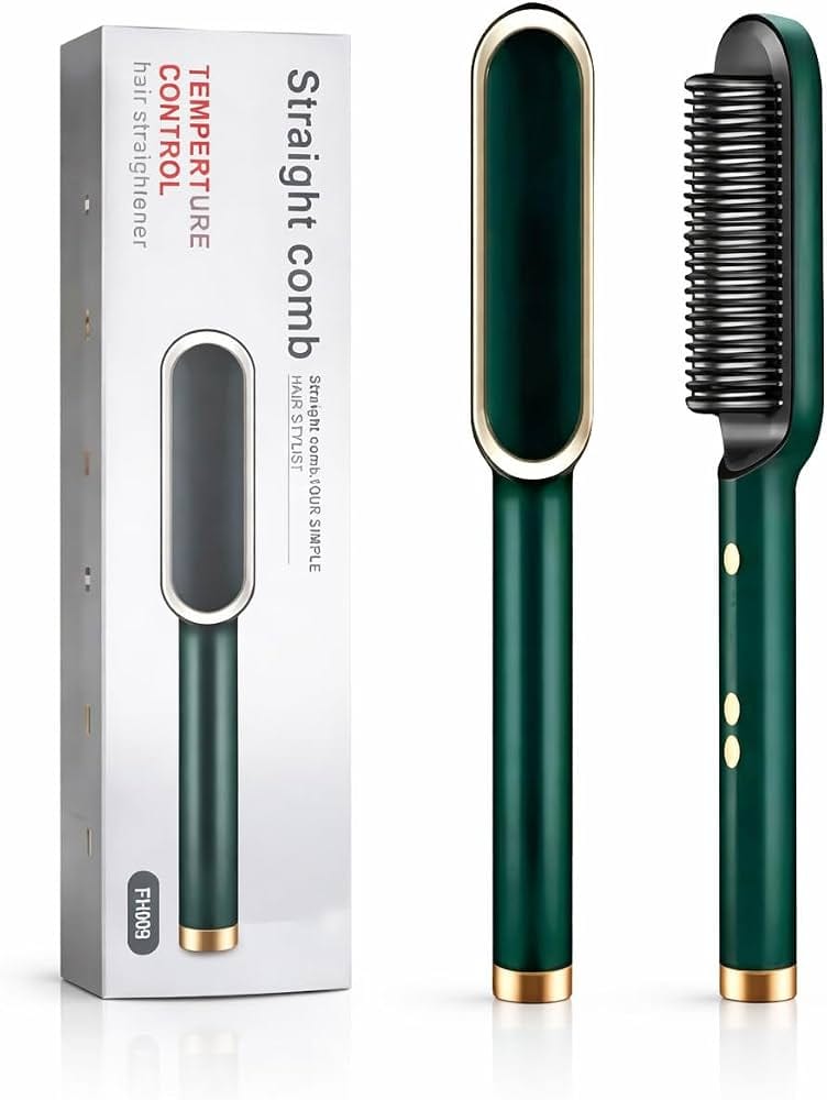 Ceramic Hair Straightening Comb, Hair Straightener for Woman, Electric Hair Brush Straightener Comb for Smooth, Silky Hair - Straightener Brush with 30s Heating, 5 Heat Settings