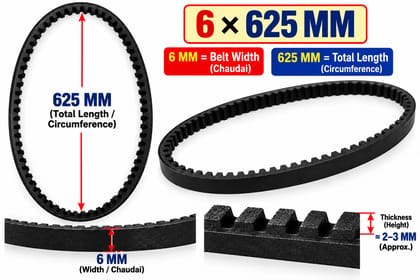 6×625mm Sewing Machine Motor Rubber Toothed Belt 