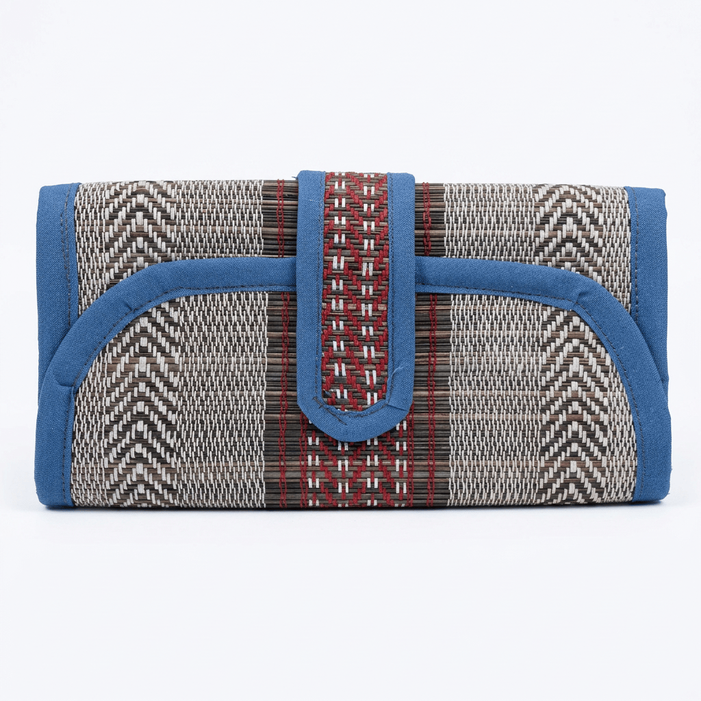 Handwoven Natural Fibre Ladies Wallet with Zipper Pockets and Snap Closure