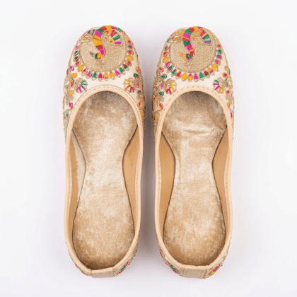 Women's Embroidered Peacock Design Punjabi Jutti Flats Women's Embroidered Peacock Design Punjabi Jutti Flats