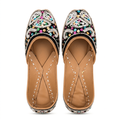 Women's Black Beaded Handcrafted Jutti Mojari Women's Black Beaded Handcrafted Jutti Mojari