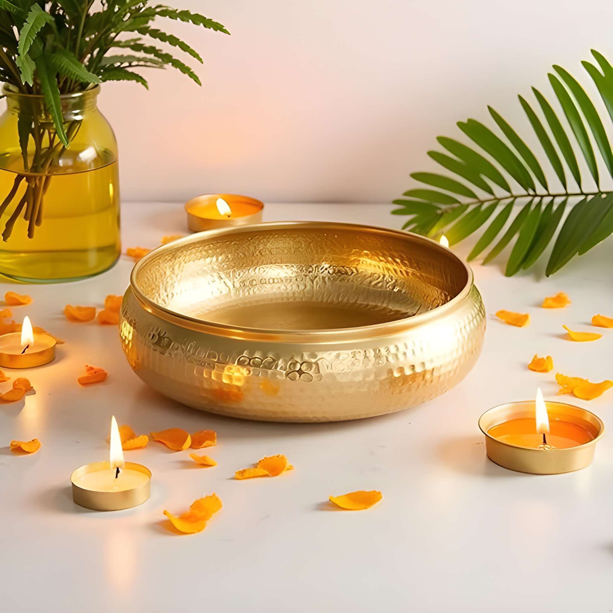 Heavy Duty Bowl for Floating Flowers and Tea-Light Candles, Home, Office and Table Decor, 22 × 22 CM (Original)