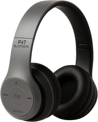 P47 Wireless Bluetooth Headphones with Adjustable Headband and Built-in Music Control