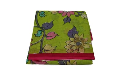 Women's Floral Net Saree in Green & Pink Women's Floral Net Saree in Green & Pink