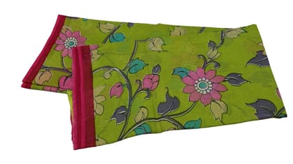 Women's Floral Net Saree in Green & Pink Women's Floral Net Saree in Green & Pink