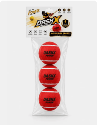 DASH X Power Heavyweight Cricket Tennis Balls - Pack of 3 (Red) DASH X Power Heavyweight Cricket Tennis Balls - Pack of 3 (Red)