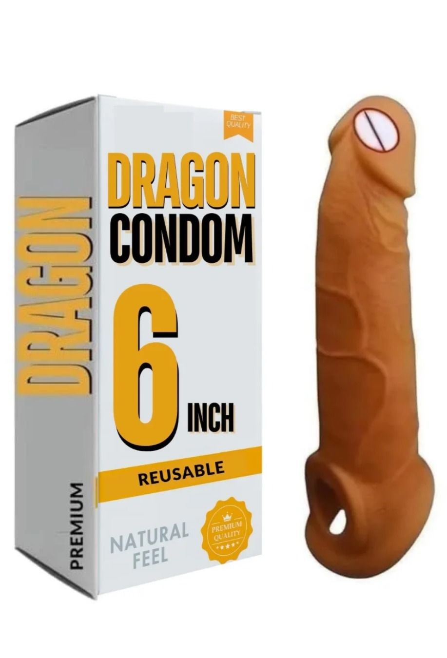 Dragon Condom for Men 6 Inch Premium Textured Ribbed and Dotted Design with Smooth Lubrication (Pack of 1)