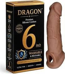 Pleasurelan Dragon Series 6 Inch Premium Silicone Condom - XL Size