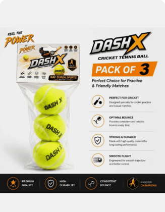 DASH X Cricket Tennis Ball - Pack of 3 YELLOW LIGHT DASH X Cricket Tennis Ball - Pack of 3 YELLOW LIGHT