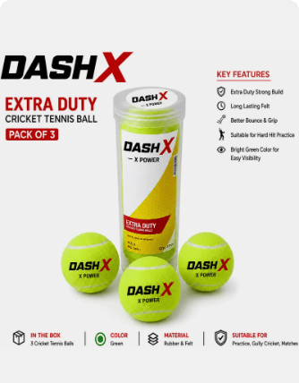 DASH X Extra Duty Cricket Tennis Balls - Pack of 3