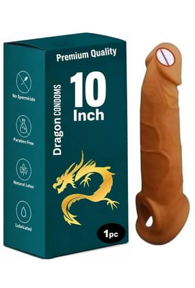 Premium Dragons Condom, 10 big man Inch, Silicone, Natural Color, Extra Pleasure, Textured, Unflavoured, for Men | pack of 1| love |
