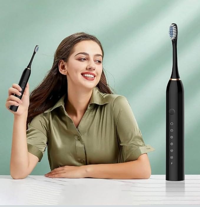 Rechargeable Electric Sonic Toothbrush for Adults with 4 Brush Heads, Multiple Cleaning Modes and USB Charging