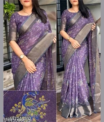 Bhuwal Fashion Art Silk Woven Saree With Unstitched Blouse Piece ( Green )