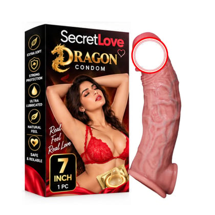 Dragon Silicone Condom | 7 Inch Textured Design | Adult Intimate Product | Dragon Style Wellness Accessory | Single Piece Pack