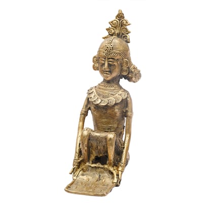 Tribes India Handmade Brass Jata Working Madia Figurine
