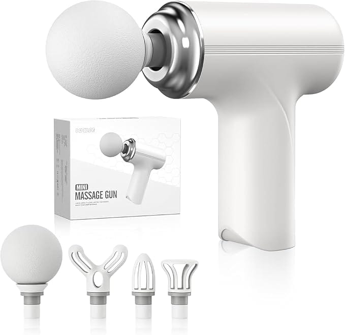 Mini Massage Gun with 4 Interchangeable Massage Heads, Portable Handheld Muscle Massager for Body, Neck, Shoulder, Back, Arms and Legs 