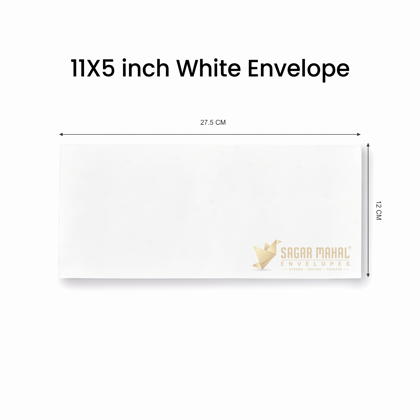 Sagar Mahal 11 x 5 Inch White Letter Envelopes - 70 GSM Standard Paper, 27.5 x 12 cm, for Office & Business Use (Box of 250 Pcs)