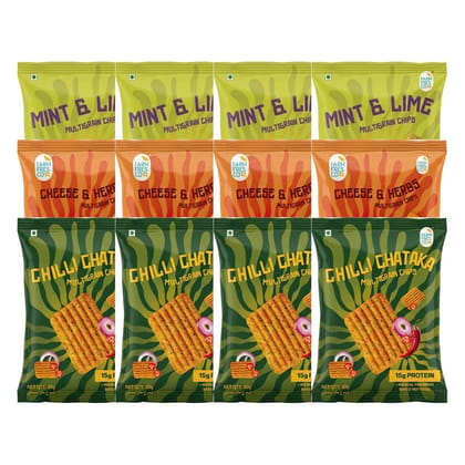 FarmFresco Protein Multigrain Chips Party Pack - Assorted (12 x 40g)
