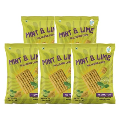 FarmFresco Mint & Lime Protein Multigrain Chips 40g (Pack of 5)