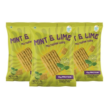 FarmFresco Mint & Lime Protein Multigrain Chips 40g (Pack of 3)
