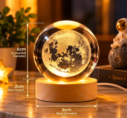 3D Moon Crystal Lamp with Wooden LED Base (6cm) 3D Moon Crystal Lamp with Wooden LED Base (6cm)