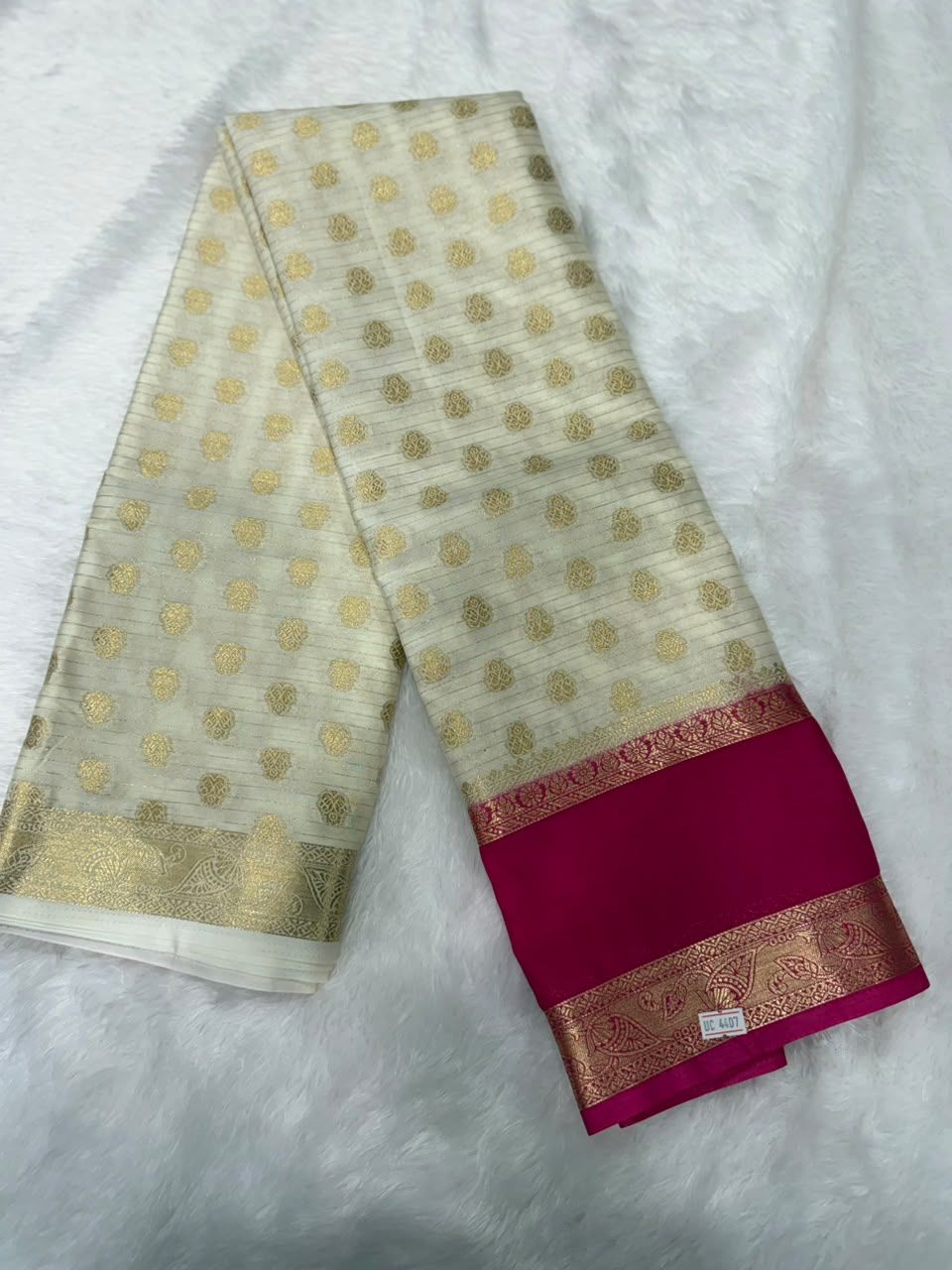 Ivory and Pink Saree