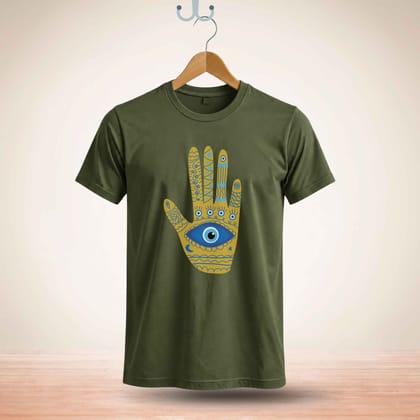 Trishoolin 100% Cotton Regular Fit Graphic T-Shirt | Mystical Eye Graphic Theme Art Crew Neck Half Sleeve Tee (Design 30148MB, Pack of 1)