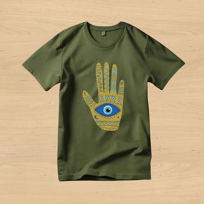 Trishoolin 100% Cotton Regular Fit Graphic T-Shirt | Mystical Eye Graphic Theme Art Crew Neck Half Sleeve Tee (Design 30148MB, Pack of 1)