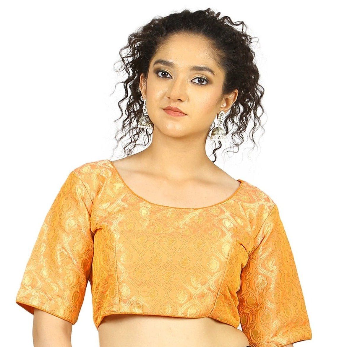 TheHangr Orange Gold Brocade Blouse -  32