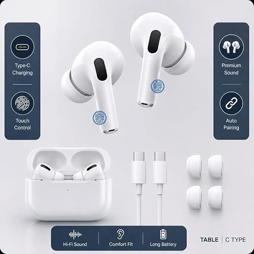 Wireless TWS Earbuds with Portable Charging Case, Bluetooth In-Ear Headphones for Music, Calls and Daily Use