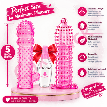Caxfouck Crystal Extra Dotted Condom 5 inch Enhanced Long Lasting & Reusable Pleasure Delay Condom Multicolor (Pack of 2)