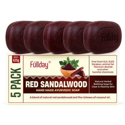 fullday Red sandalwood  soap pack of 5 (5 x 125 g)