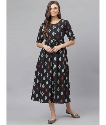 Stylum - Black Cotton Women's Flared Kurti ( Pack of 1 )