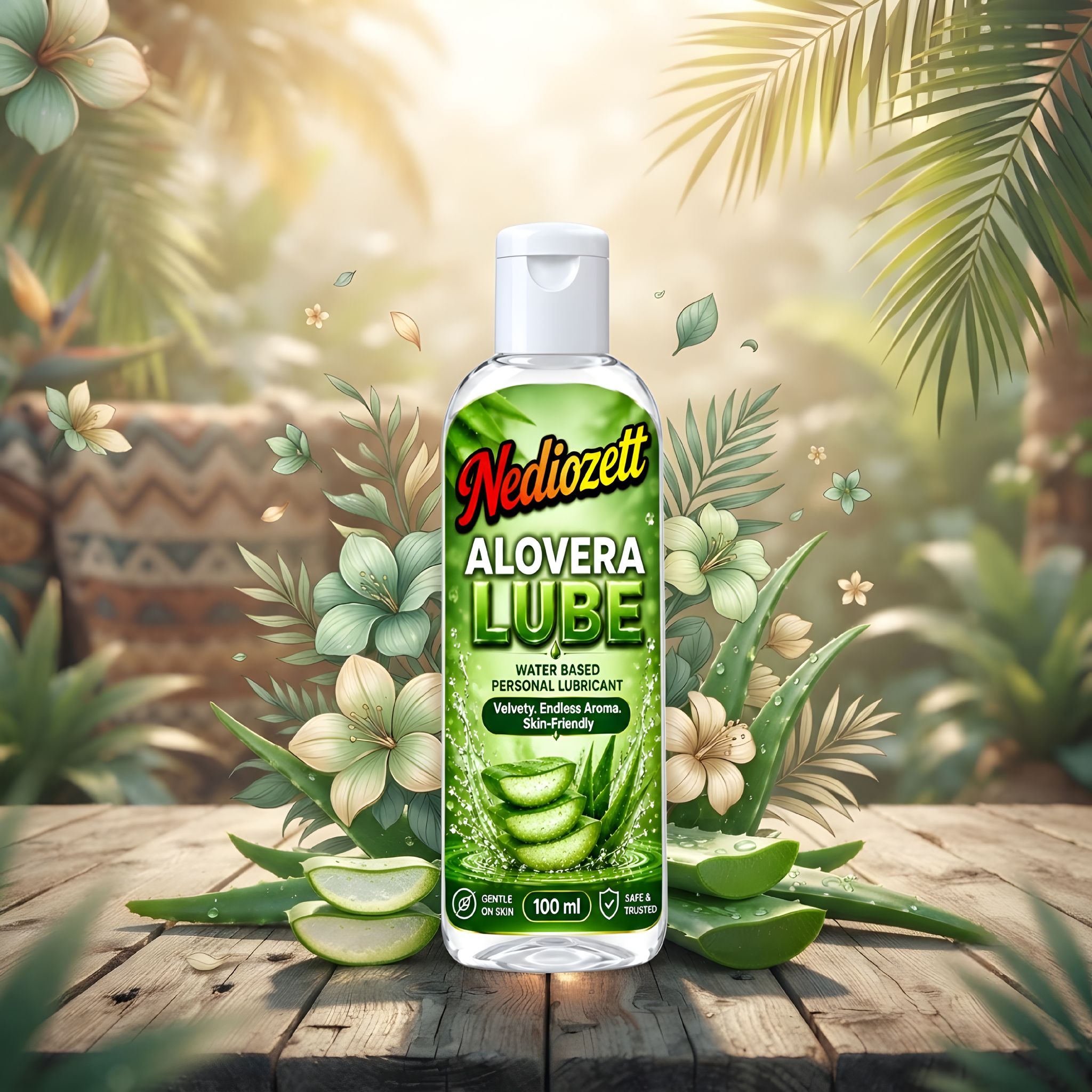 Nediozett Lube Aloe vera  Flavored Lubricant  Gel for Men & Women| 100ml| Water-Based Gel| Skin-Friendly| Safe to Use with Condoms (pack of 1 )